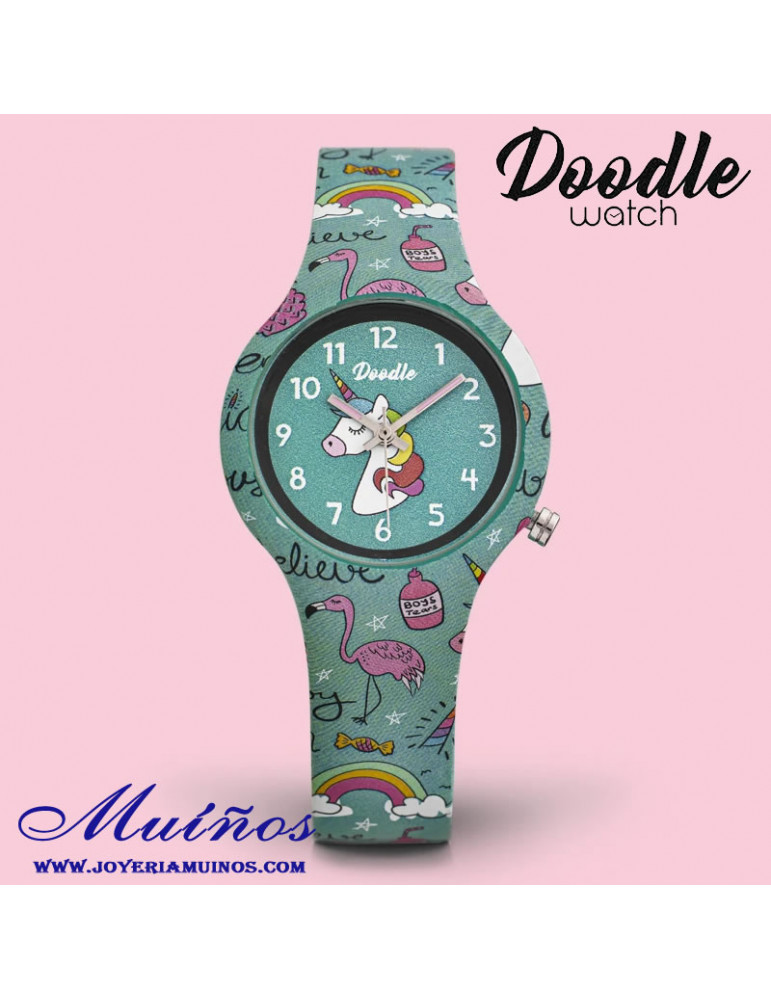 Reloj para niña con flamencos y unicornios