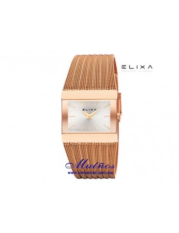Reloj Elixa Beauty con correa milanesa y caja rectangular