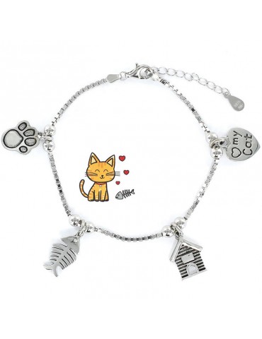 pulsera mascota gato plata
