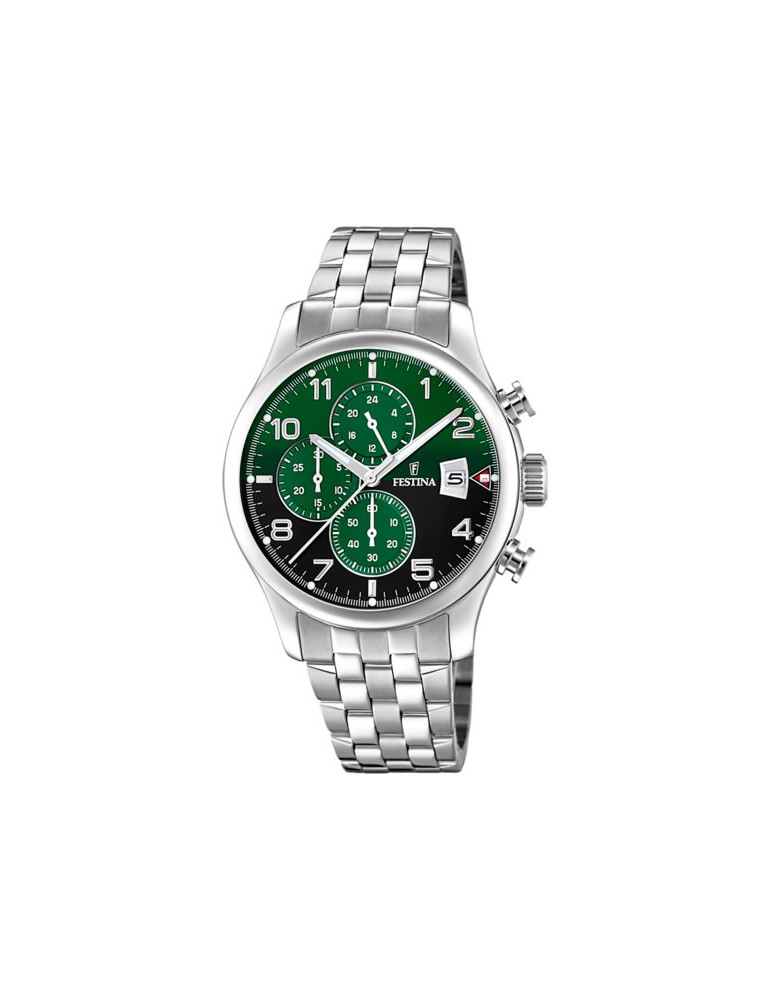 Reloj Festina Hombre Plateado y Verde Cronógrafo F20560/4