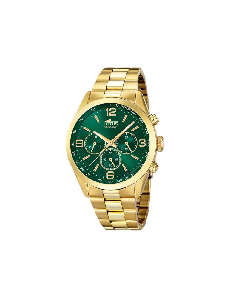 reloj acero dorado verde hombre 18153
