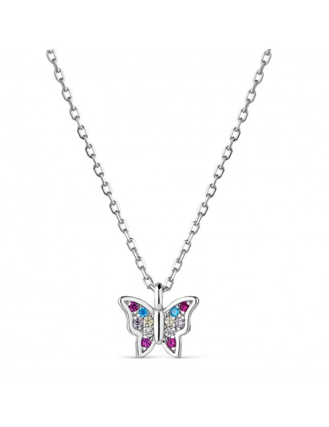 collar mariposa multicolor plata niña