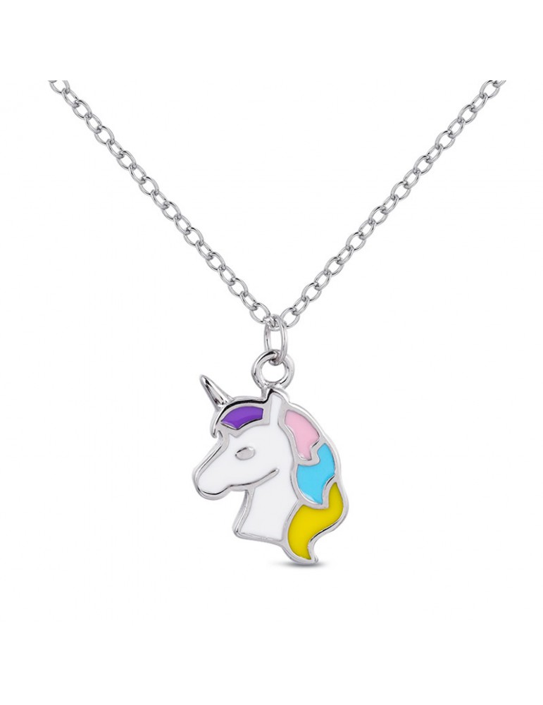 collar unicornio niña plata