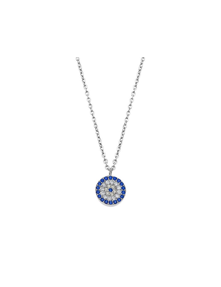 collar lotus plata mujer cristales azules lp3491