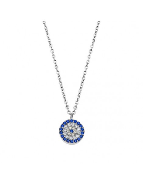 collar lotus plata mujer cristales azules lp3491