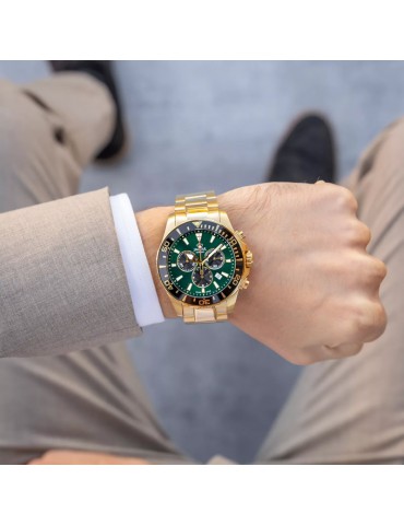 reloj jaguar j864 verde dorado